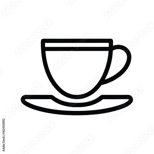 Tea Cup With Saucer Outline Vector Illustration