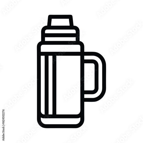 Thermos With Cup Outline Vector Illustration