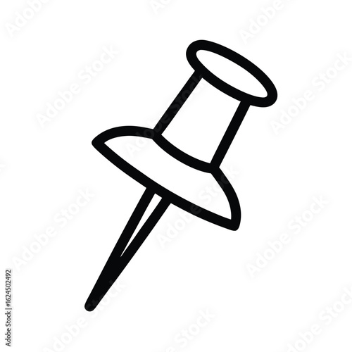 Thumbtack Outlined Icon Vector Illustration