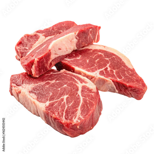 Raw beef meat parts isolated on transparent background  
