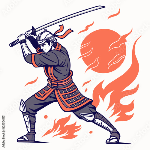vector illustration of a warrior with sword