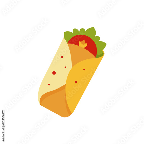 Flat design icon of a delicious burrito