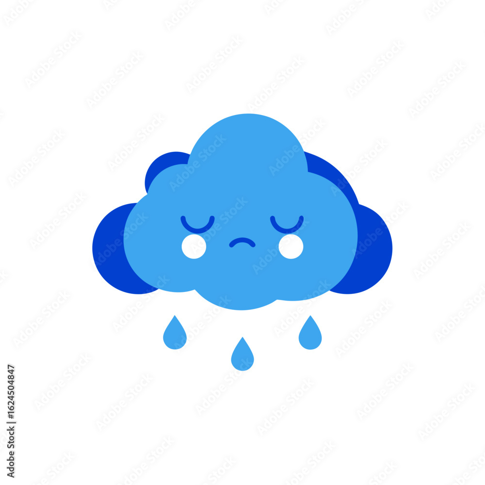 Sad blue cloud raining with tears Sad blue cloud raining with tears