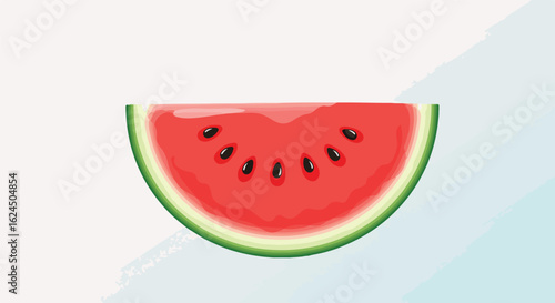 Fresh watermelon slice image on light background for food illustration usage