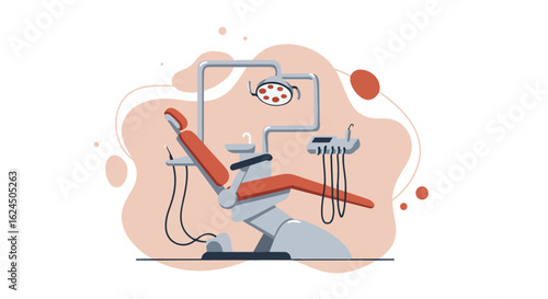 Dental Chair Waiting in Clinic, for Health Illustration, on an Abstract Background