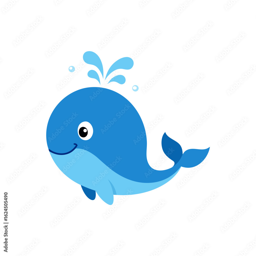 Happy blue whale spouting water cartoon Happy blue whale spouting water cartoon