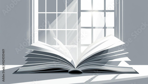 open book with window illustration knowledge imagination learning