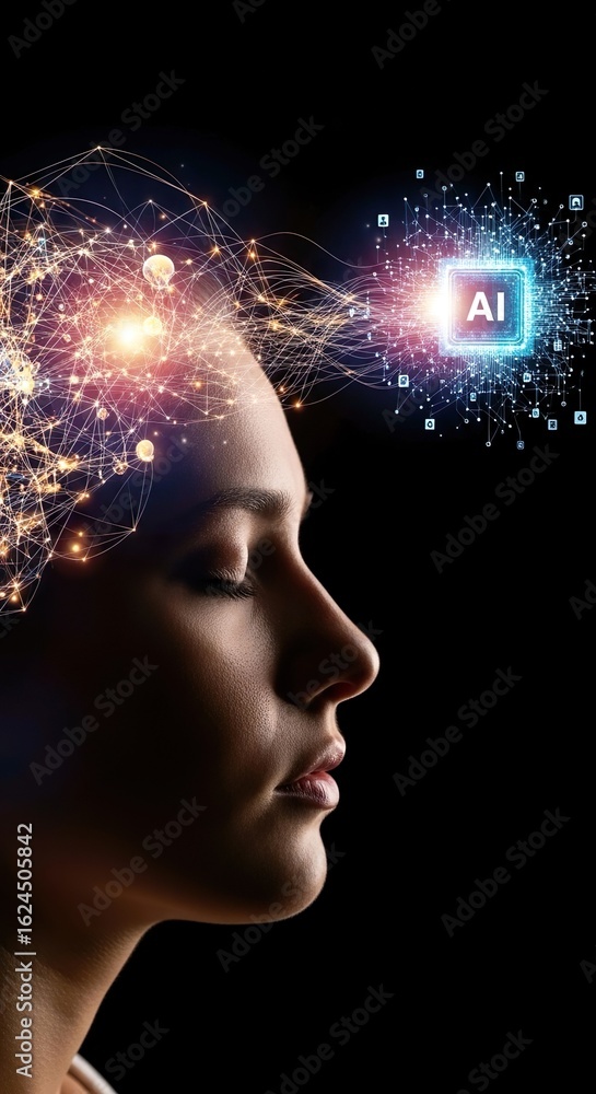 Fototapeta premium Artificial Intelligence Human Brain Connection Neural Network Technology Concept