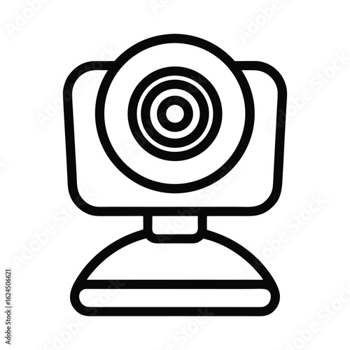 Webcam With Lens Outline Vector Illustration