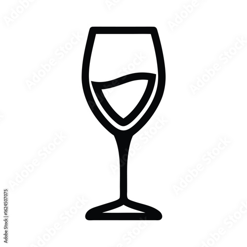 Wine Glass With Stem Outline Vector Illustration