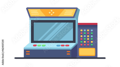 Retro arcade game machine vector illustration for classic gaming entertainment and vintage arcade room design