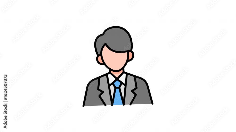 Animated businessman character avatar in filled line icon style, suitable for businessman, employee, worker concept illustrations Animated businessman character avatar in filled line icon style, suitable for businessman, employee, worker concept illustrations