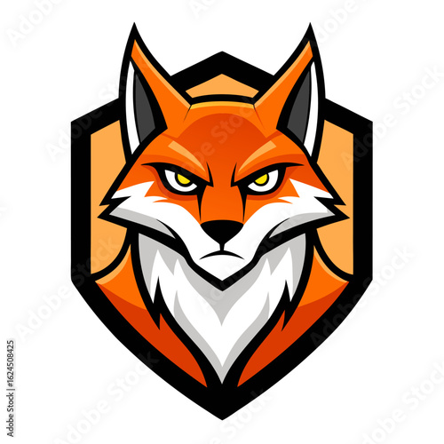 Fierce Fox Mascot with Smirk, Stylized Whiskers, and Modern Gradient Badge