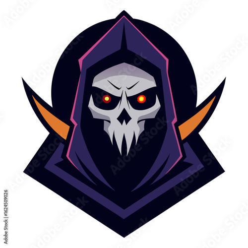 Ninja Skull Emblem with Glowing Eyes and Gothic Styling for Elite Esports Group