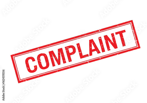 Red complaint stamp isolated on white background