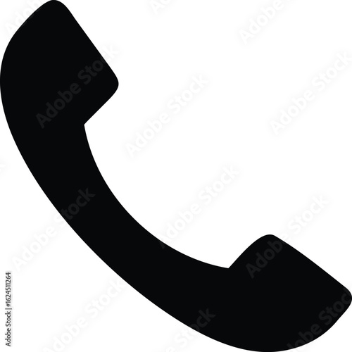 Black telephone handset icon isolated on white background