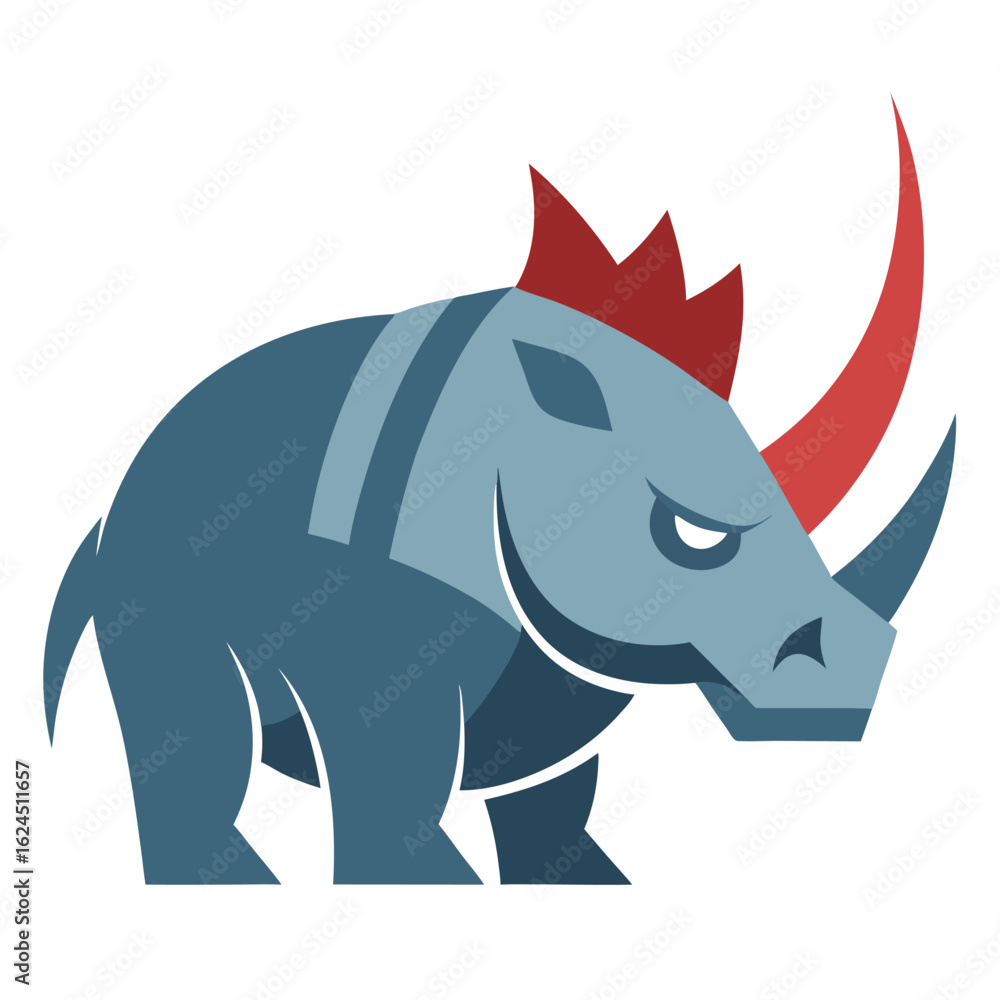 Obraz premium Armored Profile Rhino with Minimal Color Blocking and Bold Vector Design
