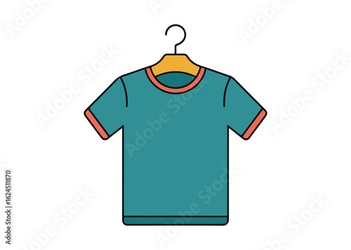 Teal t-shirt on hanger Vector Illustration, Teal t-shirt on hanger Icon
