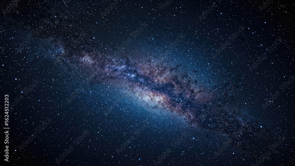 Fototapeta premium Expansive starry sky illuminated by brilliant colors and dark blue