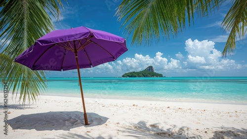 View featuring a charming violet canopy and a remote little tropical island