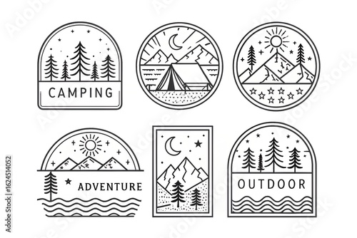 Minimalist Outdoor Adventure and Camping Logo DesignsGenrative Ai.