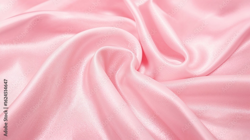Obraz premium Detailed view of smooth pastel pink satin with intricate creases and a glossy, radiant finish