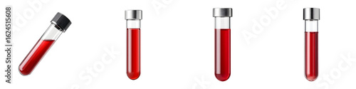 Blood Samples in Test Tubes Isolated on White Background