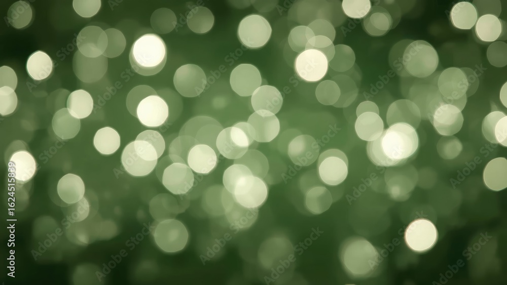 Obraz premium Blurred green backdrop with abstract white light spots, perfect for elegant design.