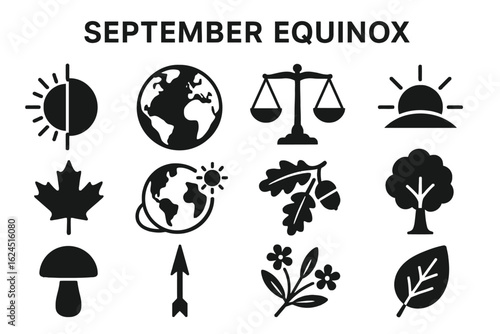 September Equinox India – 12/16 Solid Black Silhouette Vector EPS Set Collection