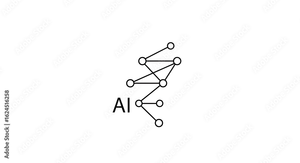 Fototapeta premium A simple ai diagram with connected nodes and lines on a white background minimalist representation