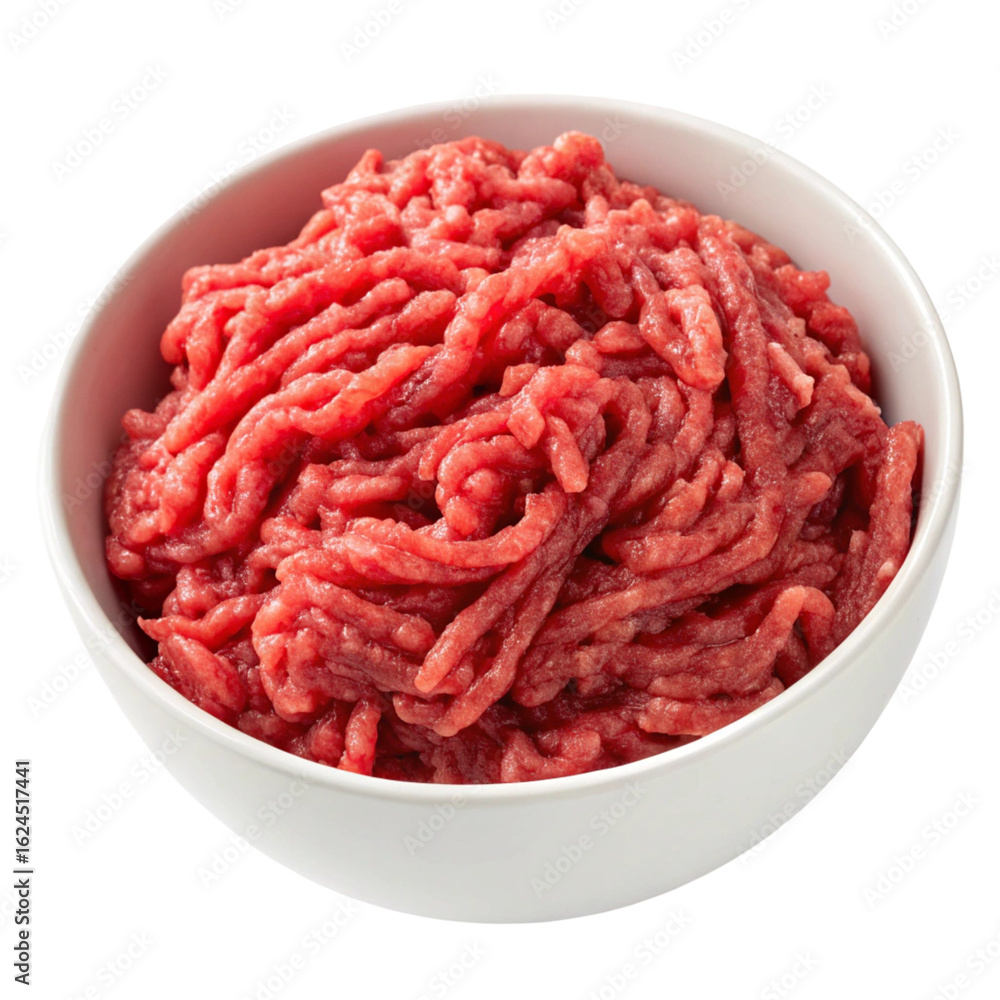Raw minced meat in bowl isolated on transparent background
Raw minced meat in bowl isolated on transparent background