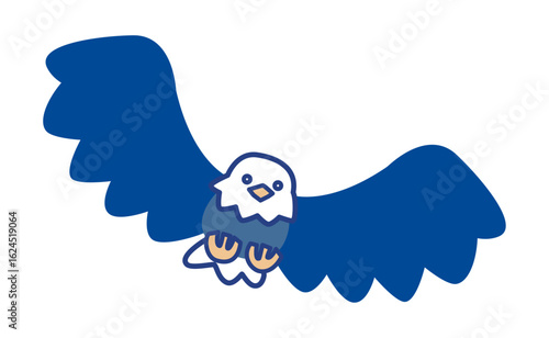 鷹の飛ぶポーズの正面前のイラスト