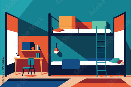 shared siblings bedroom with bunk beds  play zone .eps