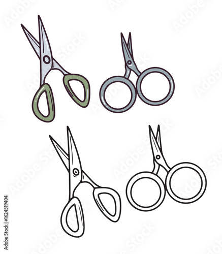 scissors illustration vector icon set