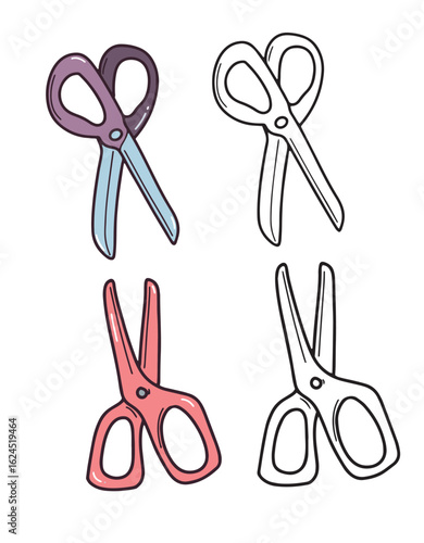 scissors illustration vector icon set