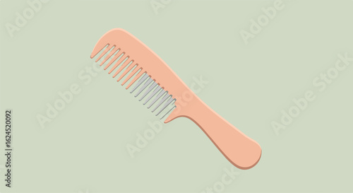 Light red comb lying against light gray background for grooming hair