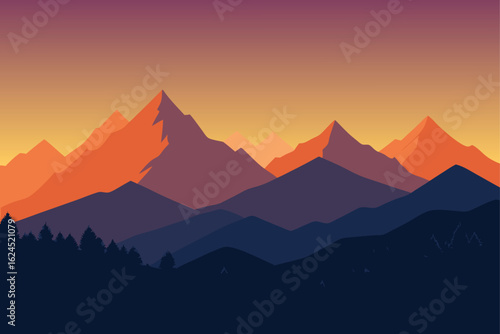 skyline as silhouette against mountain range  .eps