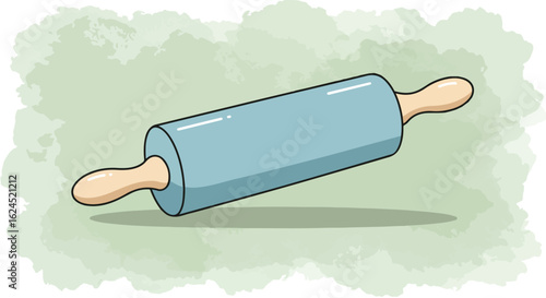 Rolling pin illustration for baking needs on textured green background graphic design