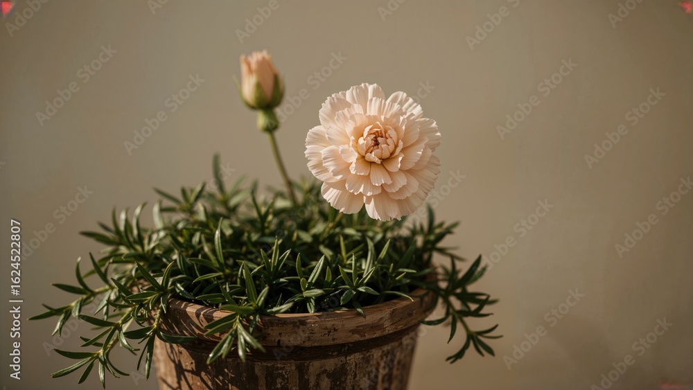 Obraz premium Carnation Plant Showing Bright Flowers in a Pot