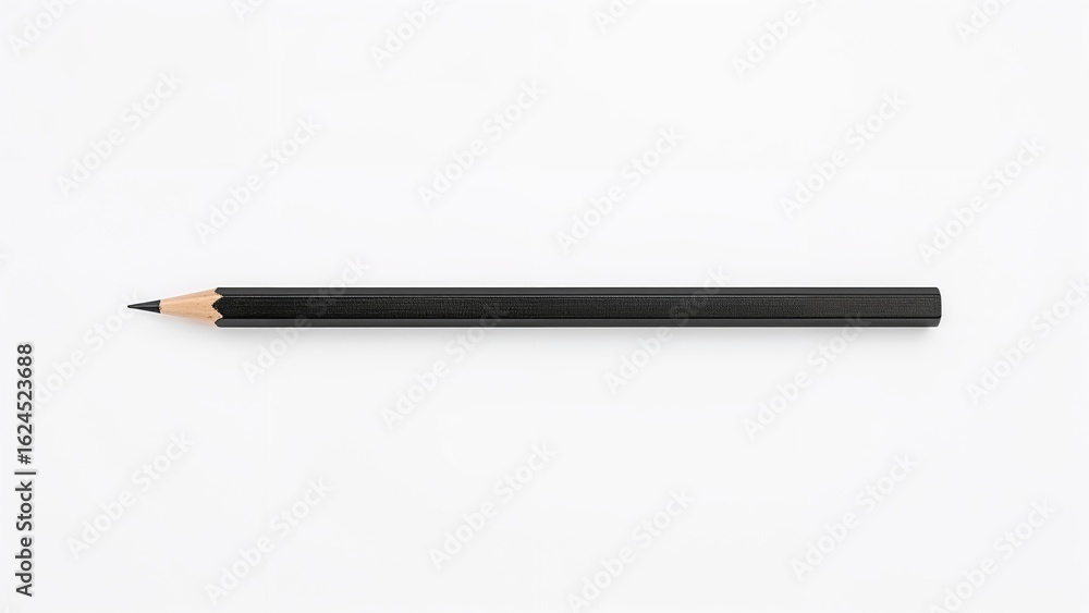 Dark wooden pencil on a plain white surface, viewed from above. Educational supplies Dark wooden pencil on a plain white surface, viewed from above. Educational supplies