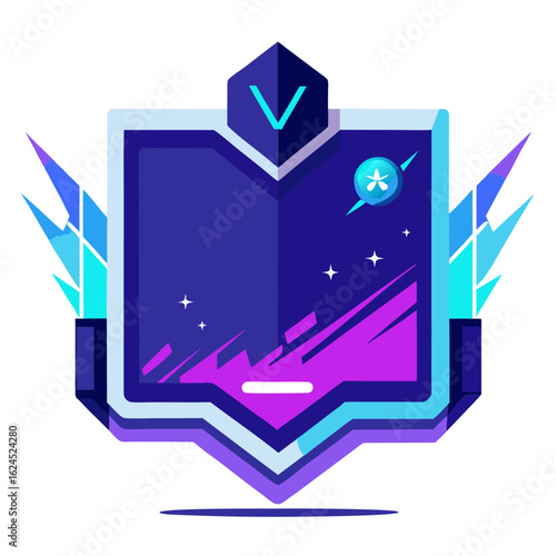 Blue-Violet Esports Showdown UI with Abstract Trails and Glowing HUD Elements