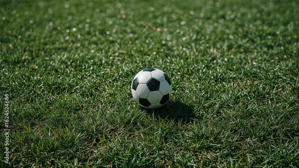 Two-tone ball positioned on fresh grass Two-tone ball positioned on fresh grass