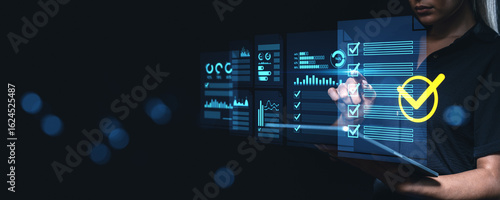 Photography Digital checklist interface with data analytics and task complet