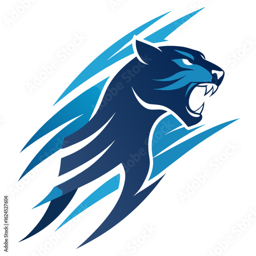 Howling Panther with Icy Blue Accents and Motion Trails, Emphasizing Stealth and Speed