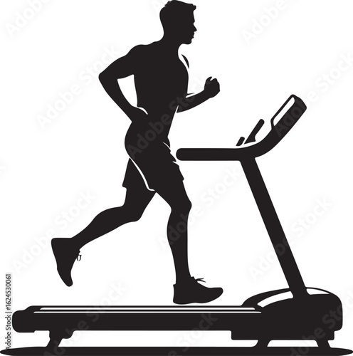 Athletic man running on treadmill fitness exercise