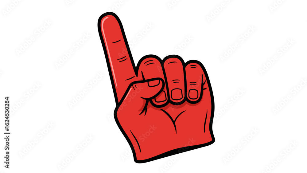 Red Foam Finger Vector Illustration. Iconic Fan Hand Symbol for Sports, Victory, and Celebration. Red Foam Finger Vector Illustration. Iconic Fan Hand Symbol for Sports, Victory, and Celebration.