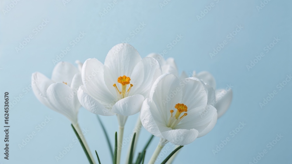 Naklejka premium Crocus flowers in full bloom displayed on a blue canvas