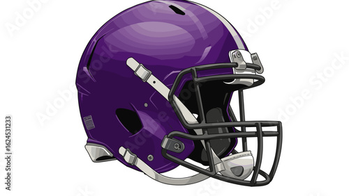 Vibrant Purple American Football Helmet Illustration Isolated on White Background