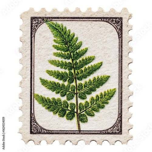 Vintage Postage Stamp Featuring a Detailed Fern
