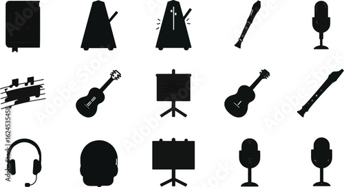 Music instruments silhouettes collection